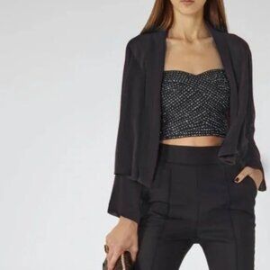 Reiss Sheer Throw On Alicey Black Cardigan Bolero Polyester Blouse Size S